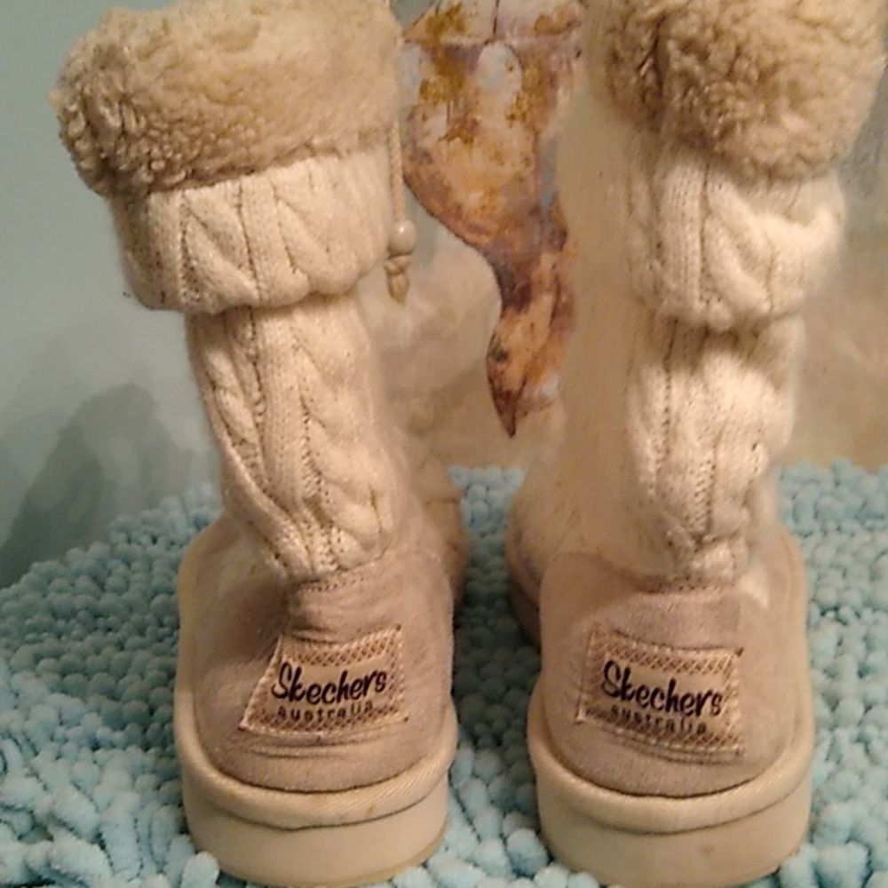 Sketchers 8.5 White Woven Warm Boots - Picture 4 of 7